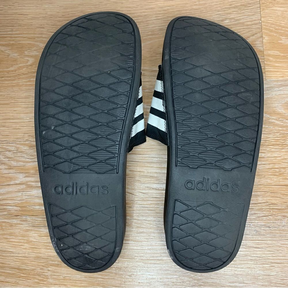 Adidas Women’s Black White Striped Slide Sandals, Size 8 - Picture 10 of 12